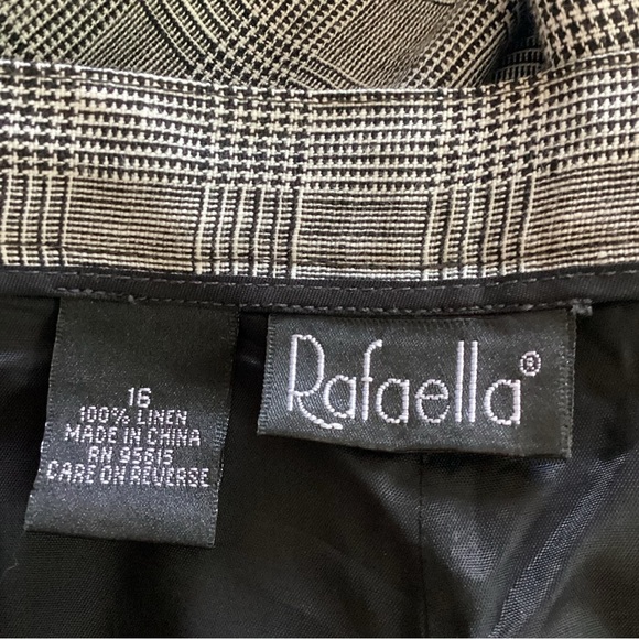 Rafaella NWT 100% Pure Linen Gray & Black Plaids High Rise Wide Leg Pants Size16 - Picture 6 of 11